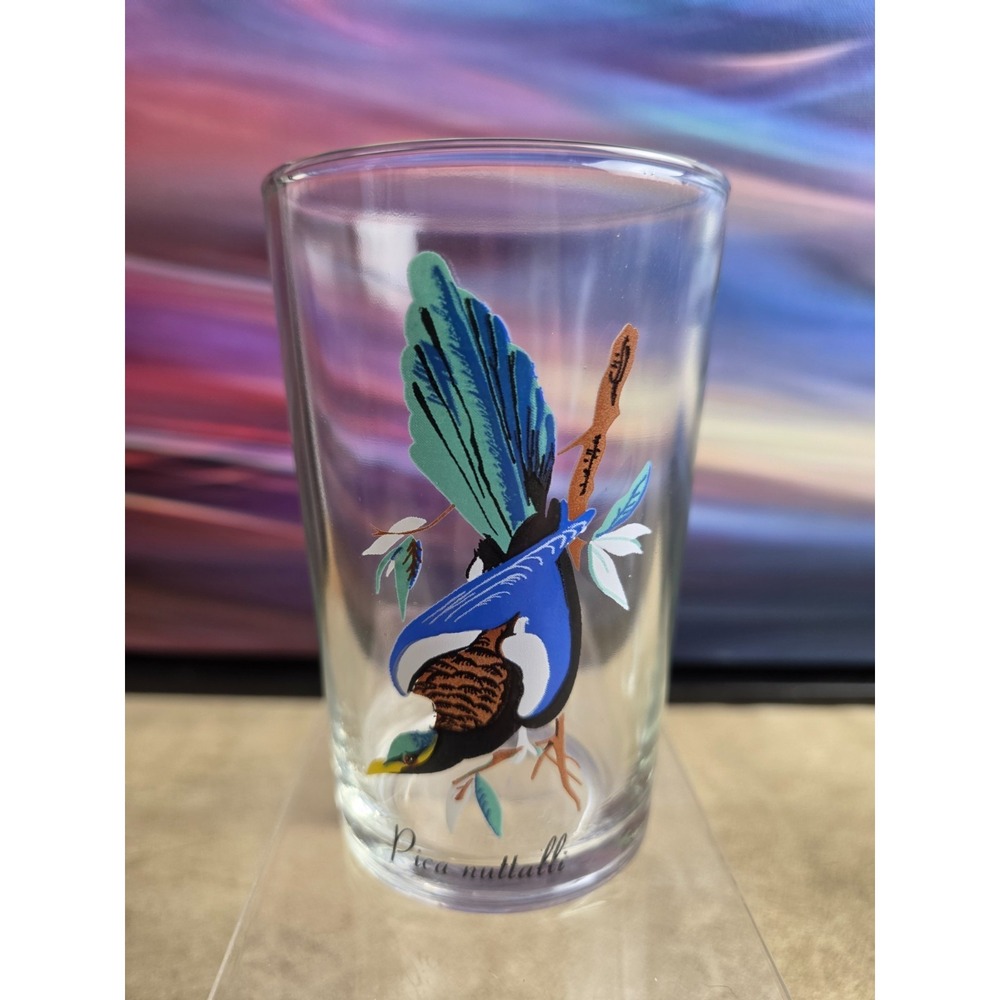 Set of 4 Juice Glasses, Tumblers, Exotic Tropical Birds, Vintage, 1960's - Picture 3 of 5